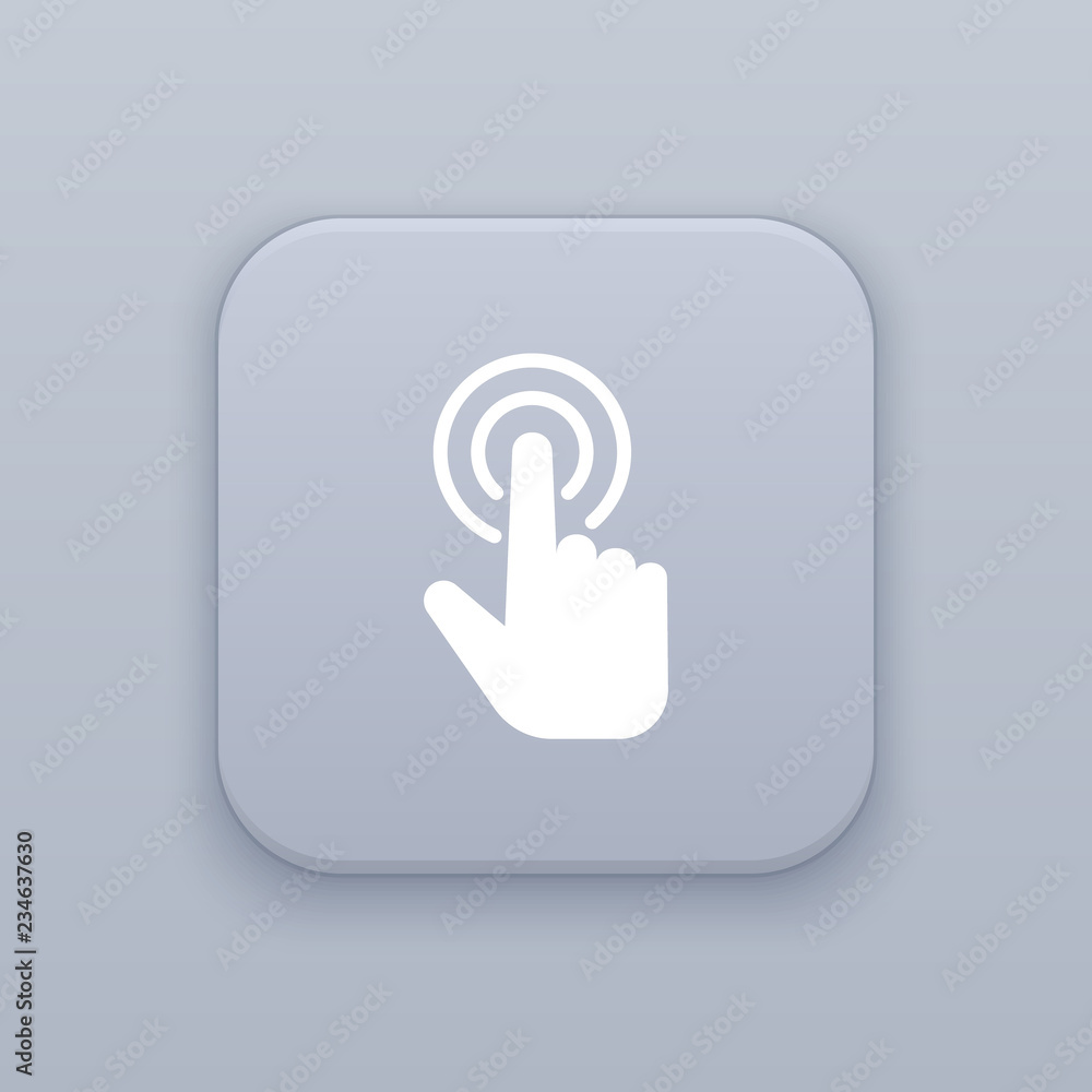 Poster touch gesture-click gray vector button with white icon