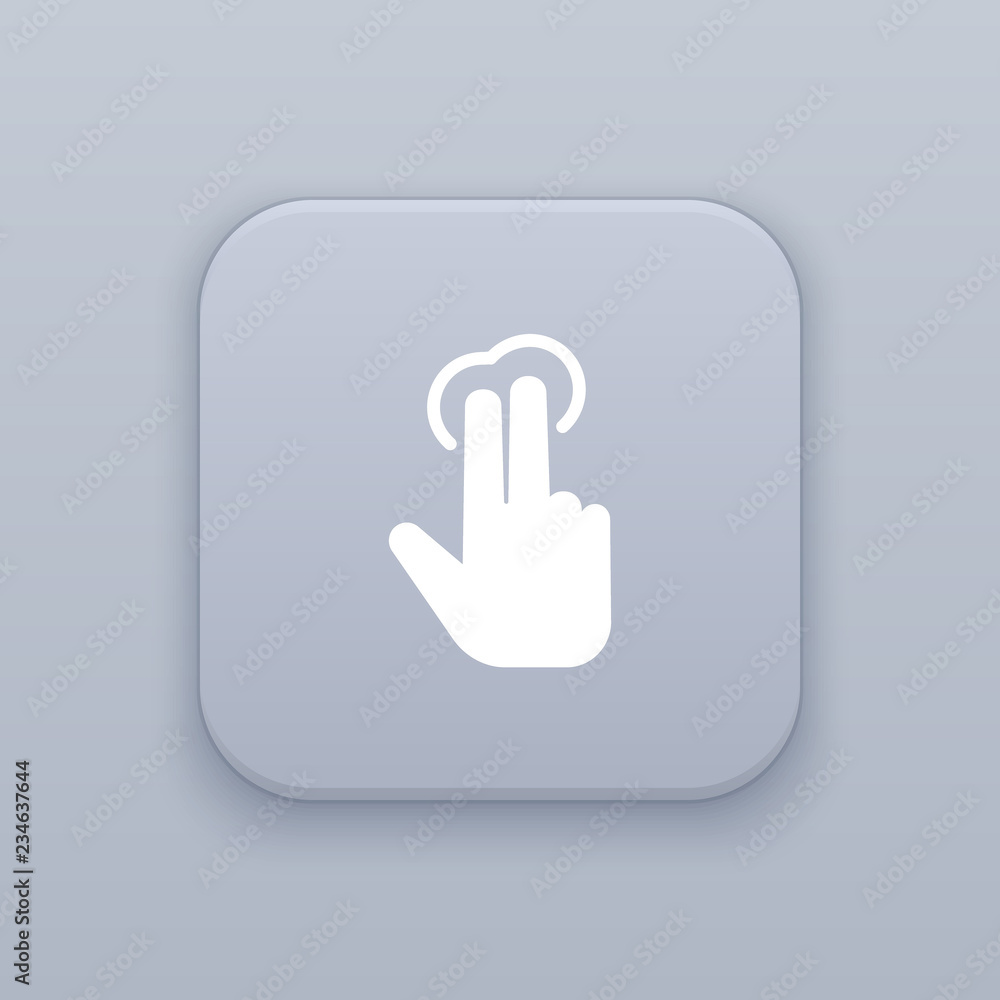 Poster touch with two fingers click gray vector button with white icon