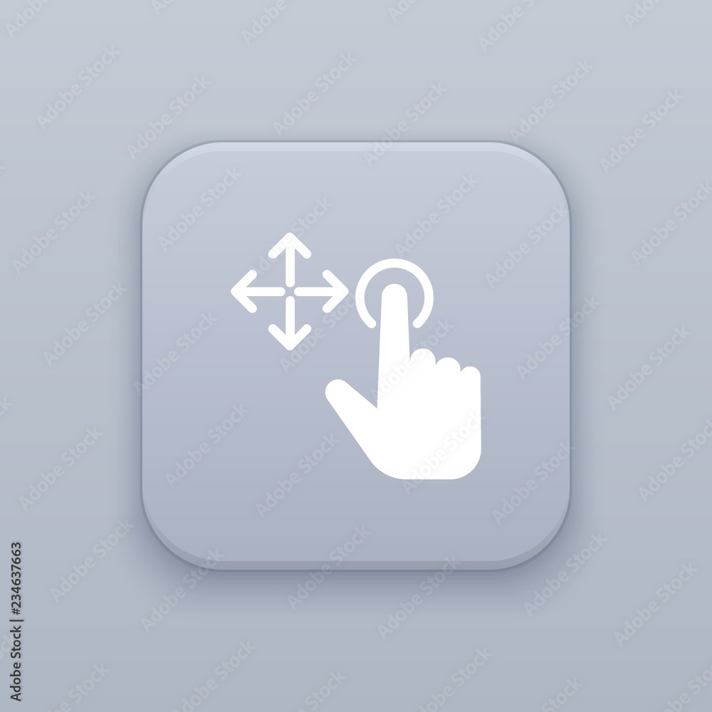 Poster gesture movement gray vector button with white icon