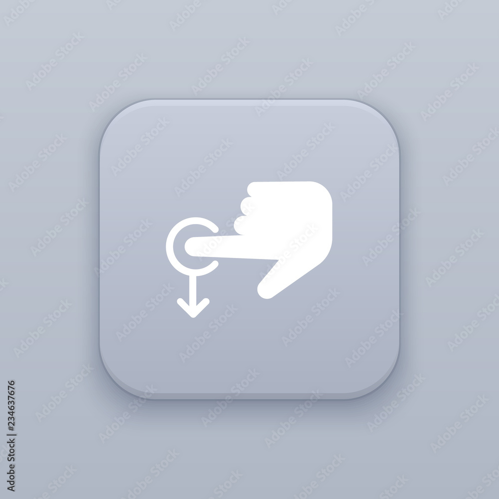 Poster page down gray vector button with white icon