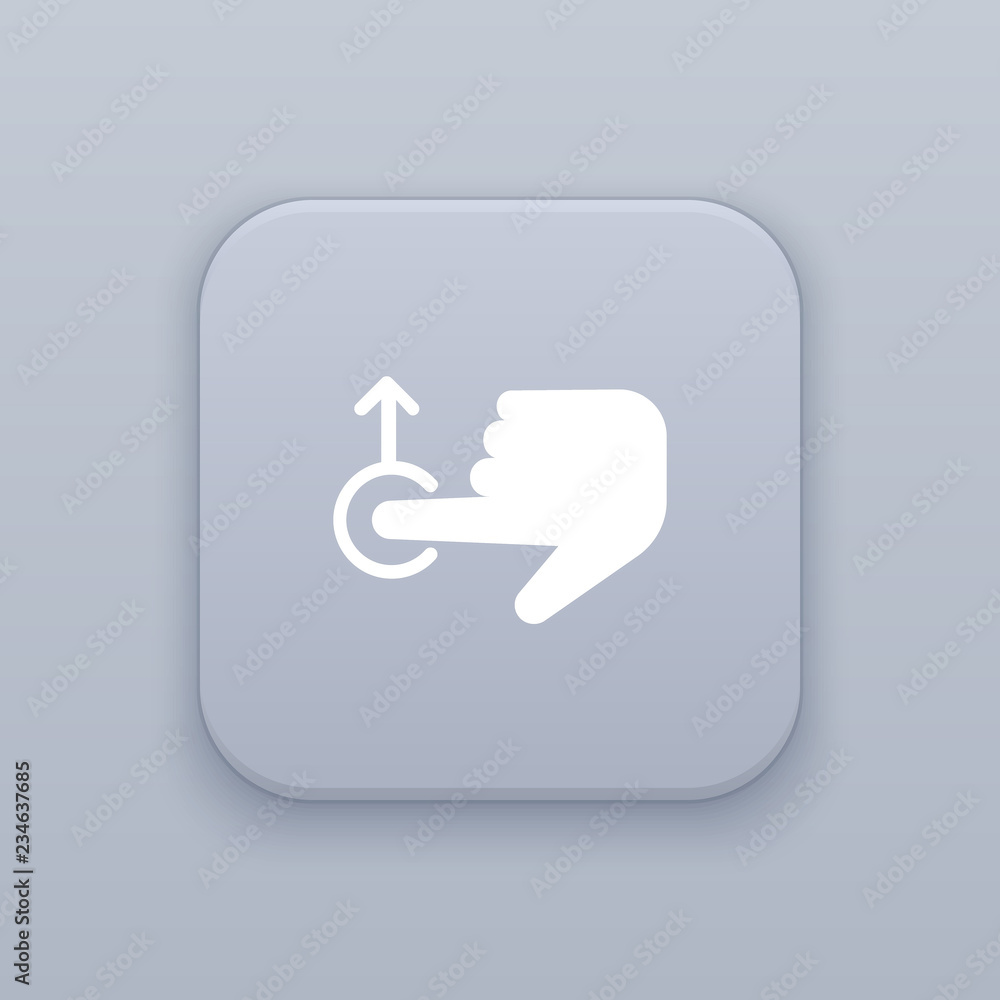 Poster touch gesture down gray vector button with white icon