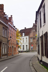 narrow street in old town Brugge