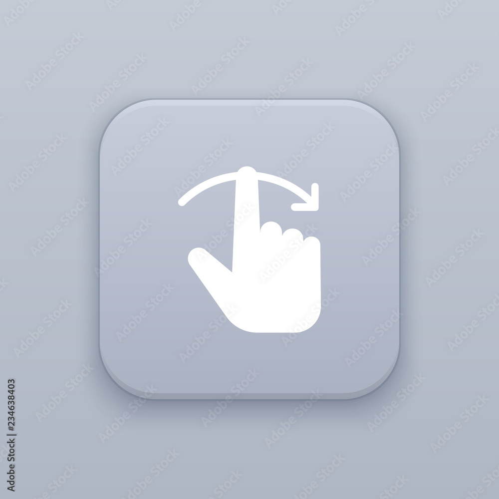 Poster gesture scroll right gray vector button with white icon