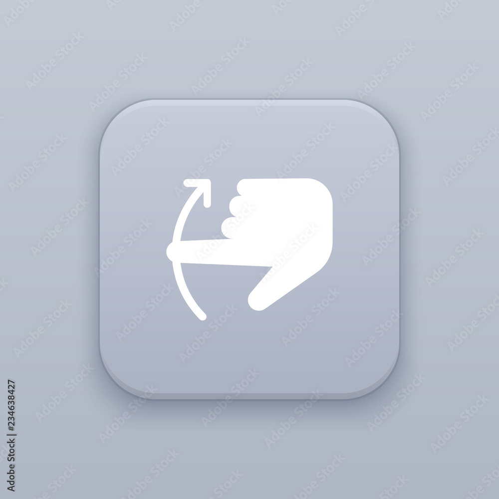 Poster gesture scrolling up gray vector button with white icon