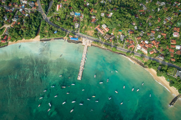 Aerial view of beautiful  tropical coastline and fisherman village