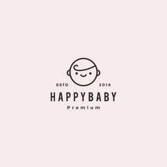 happy baby toddler babies logo vector hipster retro vintage label illustration