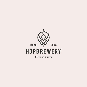 hop brew brewery logo vector hipster retro vintage label illustration