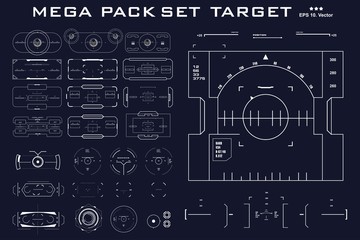 Mega pack set target. HUD futuristic user interface. Futuristic virtual graphic touch user interface.