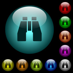 Binoculars icons in color illuminated glass buttons
