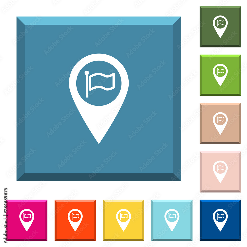 Poster destination gps map location white icons on edged square buttons