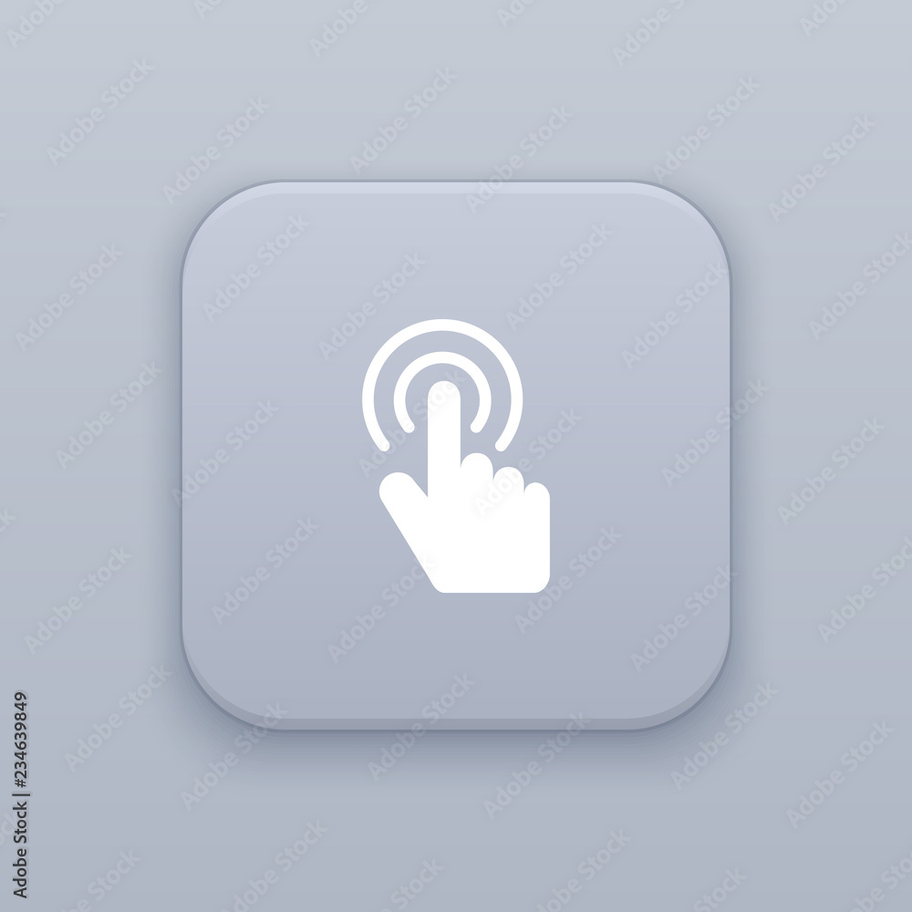 Poster gesture double click gray vector button with white icon