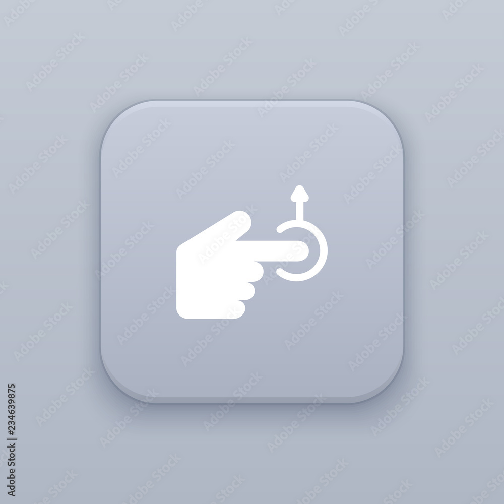 Poster gesture flipping up gray vector button with white icon