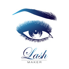 Lady stylish eye and brows with full lashes