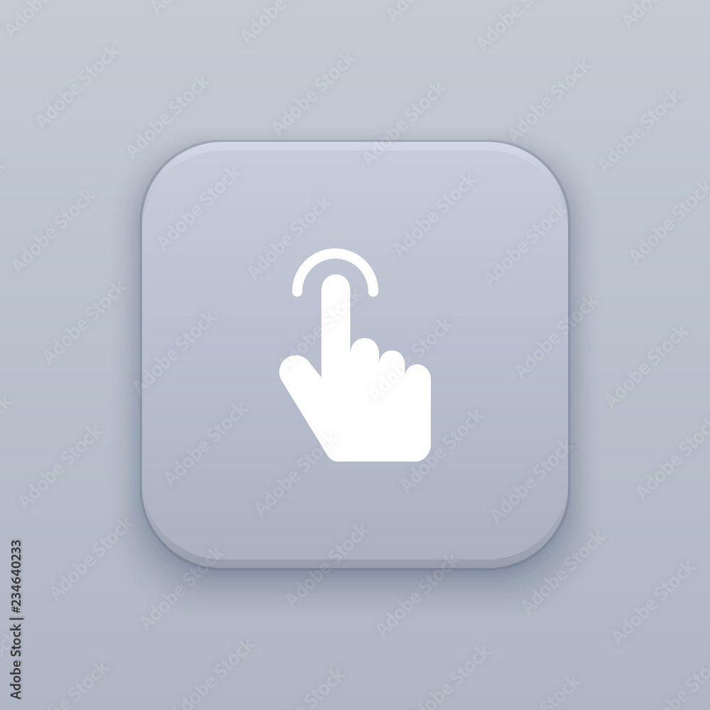 Aufkleber hand click gray vector button with white icon