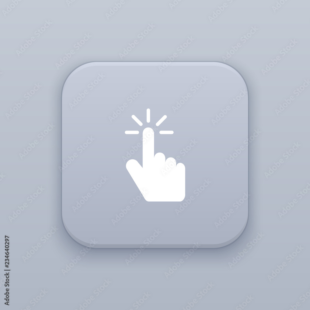Poster touch click gray vector button with white icon