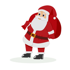 Santa claus on white background. Vector illustration for retro christmas card.