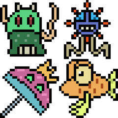 vector pixel art monster icon