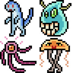Fototapeta premium vector pixel art monster icon