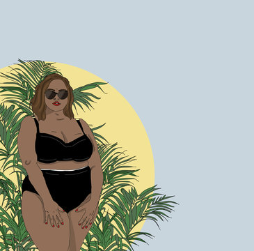 Illustration of woman in bikini