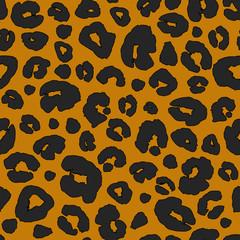 Leopard skin print seamless pattern background. Animal fur spot abstract camouflage texture.