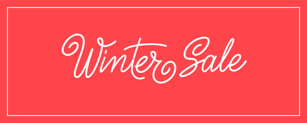 Winter sale vector banner design isolated on red background. Winter sale text and tag with lettering and typography. Vector illustration. EPS