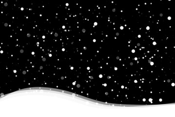 white snow glitter vintage lights on black background. defocused for christmas