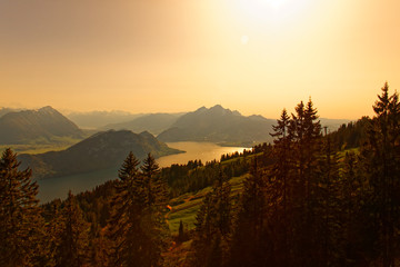 Lake Lucerne from Rigi at Sunset