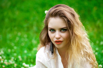Portrait of beautiful young blonde woman