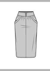 SKIRT Fashion technical drawings vector template