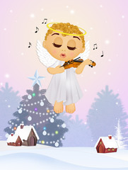 Obraz na płótnie Canvas little angel plays the violin