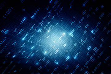 2d illustration abstract digital binary data on computer screen