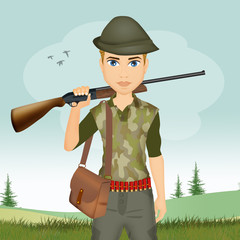 illustration of man hunting