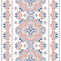 Orange and blue floral seamless pattern. Vintage vector, paisley elements. Traditional,Turkish, Indian motifs. Great for fabric and textile, wallpaper, packaging or any desired idea.