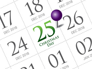 Christmas day calendar on diary