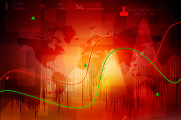 2d rendering Stock market online business concept. business Graph 