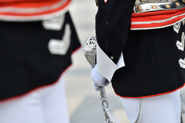 National guard of honor during a military ceremony.