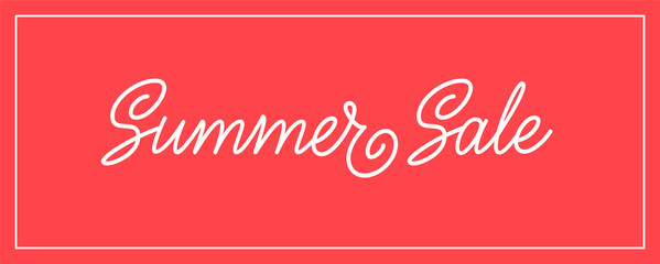 Summer sale banner vector design isolated on red background. Summer sale text and tag with lettering. Vector illustration. EPS10