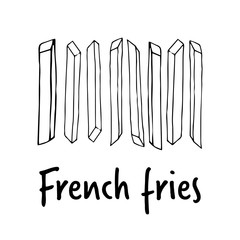 Fried potatoes.  hand drawn vector illustration.  french fries.