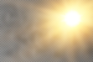 Light flare special effect with rays of light. Glow transparent vector light effect set, explosion, glitter, sun flash.