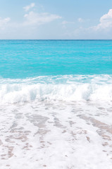 Oludeniz lagoon in sea landscape view of beach, Turkey
