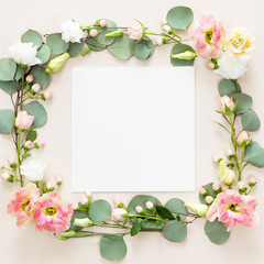 Spring flowers frame background.