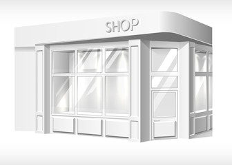 Vector store front exterior mockup realistic white