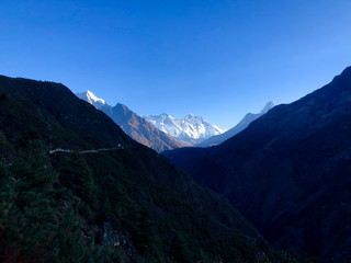 Man resting and watching the mountains meditation 