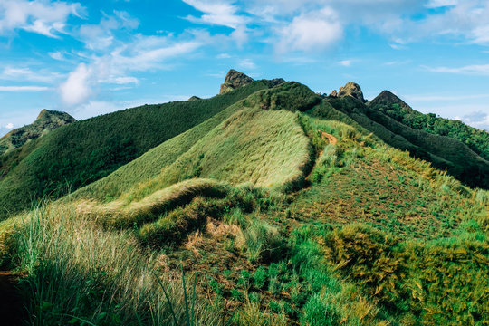 A hiking trail of Mount Batulao in the province of Batangas, Philippines