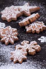 Fototapeta na wymiar Christmas New Year background with gingerbread cookies.