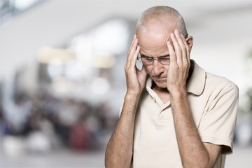 Seniors portrait of sad old caucasian man