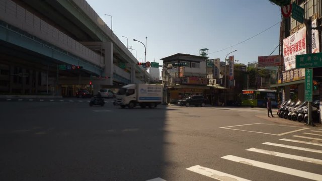 sunny day taipei city traffic street crossroad panorama 4k taiwan

