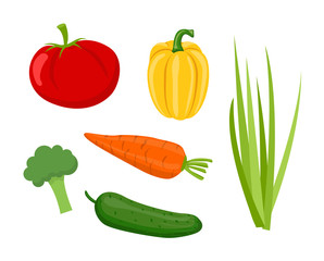 Cucumber and Tomatoes Set Vector Illustration