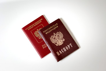 passport and passport of the Russian Federation on a white background