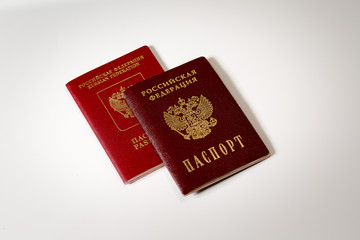 passport and passport of the Russian Federation on a white background
